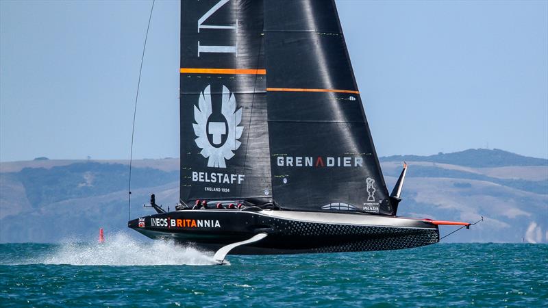 INEOS Team UK - foiling fast pre-start - Race 1 - Prada Cup Final - Day 1 - February 13, - America's Cup 36 - photo © Richard Gladwell / Sail-World.com