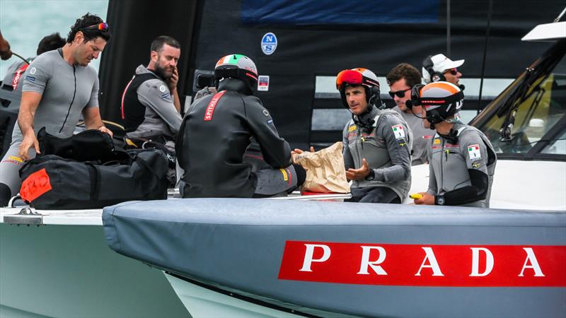 Francesco Bruni makes a point to Jimmy Spithill over afternoon tea - Luna Rossa - Prada Cup Finals - Day 2 - February 14, 2021 - America's Cup 36 - Course E photo copyright Richard Gladwell / Sail-World.com taken at Circolo della Vela Sicilia and featuring the AC75 class