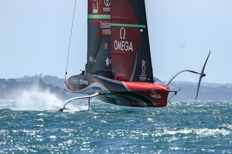 Emirates Team New Zealand- Training - ahead of Prada Cup Finals - Day 4 - February 21, 2021 - America's Cup 36 - Course A photo copyright Richard Gladwell / Sail-World.com taken at Royal New Zealand Yacht Squadron and featuring the AC75 class