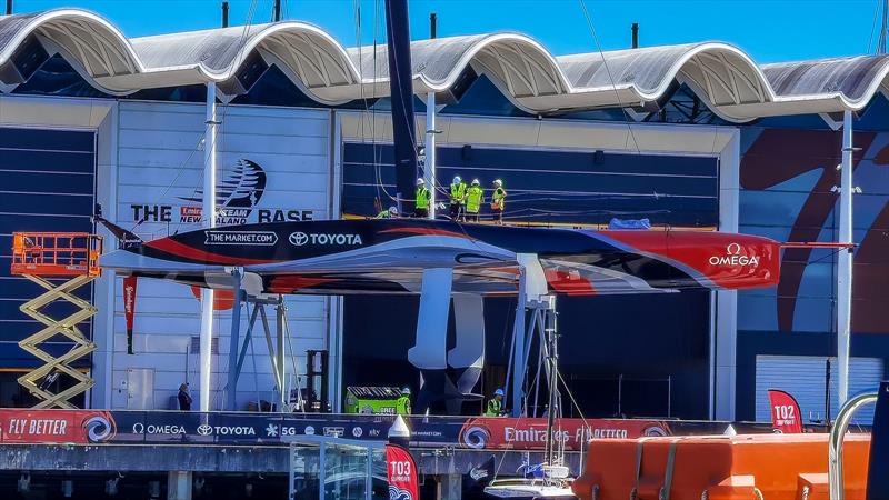 Side perspective - Emirates Team New Zealand, Auckland, America's Cup - March 2021 photo copyright Richard Gladwell / Sail-World.com taken at Wakatere Boating Club and featuring the AC75 class