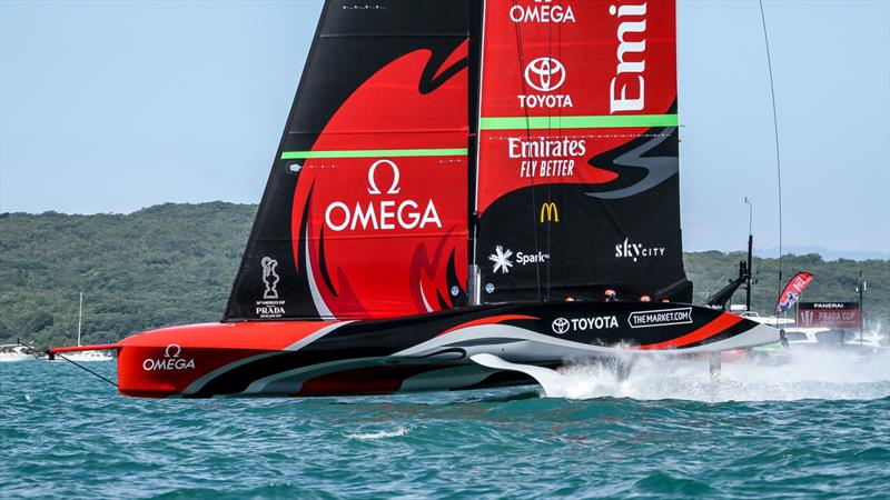 Emirates Team New Zealand- Training - Prada Cup Finals - Day 4 - February 21, 2021 - America's Cup 36 - Course A photo copyright Richard Gladwell / Sail-World.com taken at Royal New Zealand Yacht Squadron and featuring the AC75 class