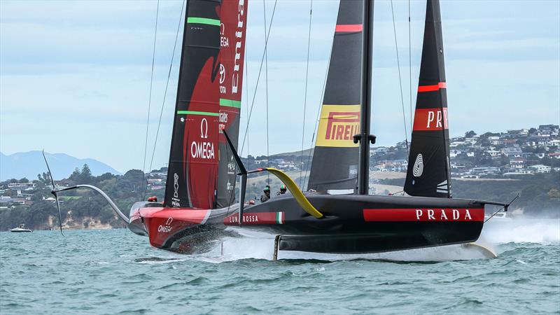 Prestart Race 1 Luna Rossa & ETNZ - America's Cup - Day 1 - March 10, 2021, Course E photo copyright Richard Gladwell / Sail-World.com taken at Royal New Zealand Yacht Squadron and featuring the AC75 class