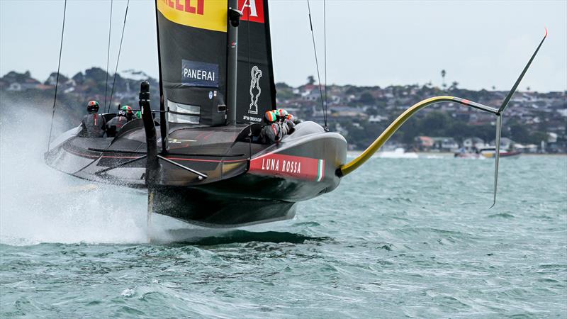 Luna Rossa leads Race 2- America's Cup - Day 1 - March 10, 2021, Course E photo copyright Richard Gladwell / Sail-World.com taken at Royal New Zealand Yacht Squadron and featuring the AC75 class