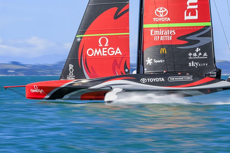 Emirates Team New Zealand showing pace on Day 4 of the 36th Americas Cup photo copyright America's Cup Media taken at Royal New Zealand Yacht Squadron and featuring the AC75 class