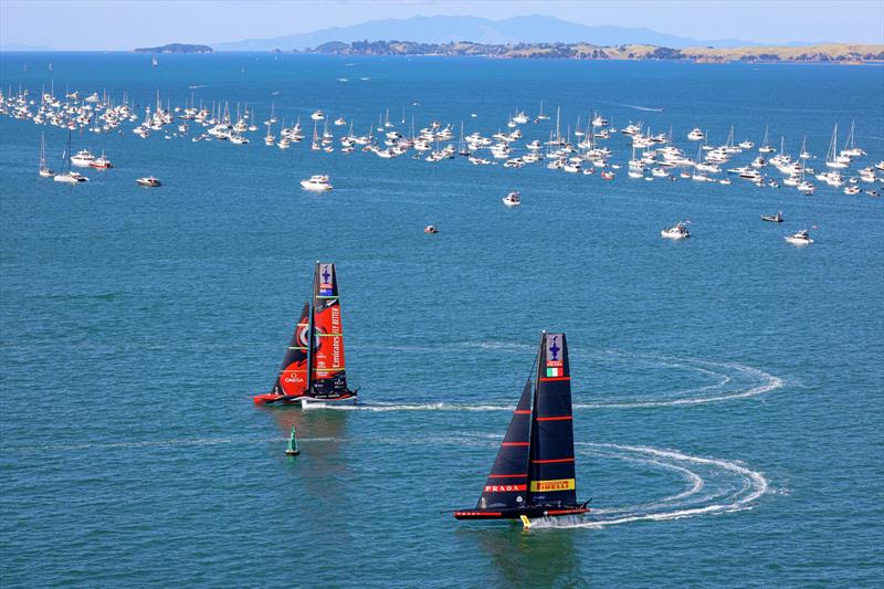 Plenty of superyachts among the AC36 spectator fleet photo copyright Carlo Borlenghi taken at  and featuring the AC75 class