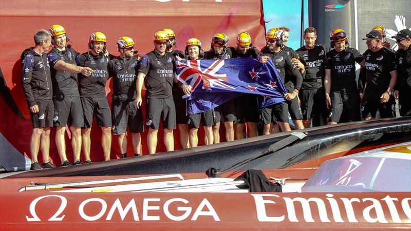 Emirates Team NZ form up after the win - America's Cup - Day 7 - March 17, 2021 , Course A - photo © Richard Gladwell / Sail-World.com