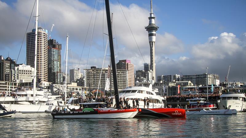 Emirates Team NZ returns to their Auckland base after winning a fourth America's Cup - America's Cup - Day 7 - March 17, 2021 photo copyright Richard Gladwell / Sail-World.com / nz taken at Royal New Zealand Yacht Squadron and featuring the AC75 class