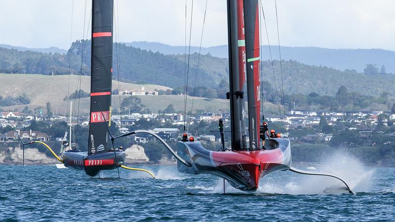 Emirates Team NZ and Luna Rossa - America's Cup - Day 5 - March 15, , Course E photo copyright Richard Gladwell / Sail-World.com / nz taken at Royal New Zealand Yacht Squadron and featuring the AC75 class