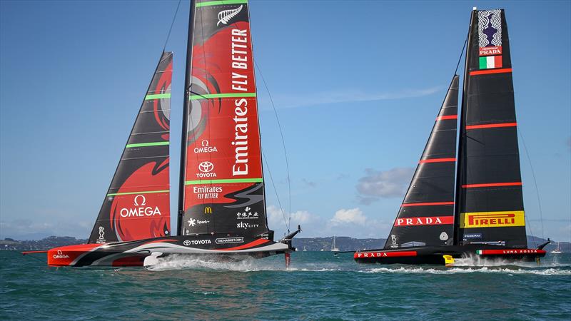 `For every 2kts of windspeed they needed a different size jib` - Emirates Team NZ and Luna Rossa - America's Cup - Day 5 - March 15, 2021, Course E - photo © Richard Gladwell / Sail-World.com / nz
