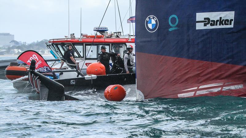 The near sinking of American Magic's  Patriot - Hauraki Gulf - January 17, 2021 was not covered live on TV and would have given a huge boost to viewership - Prada Cup - 36th America's Cup photo copyright Richard Gladwell / Sail-World.com taken at Royal New Zealand Yacht Squadron and featuring the AC75 class