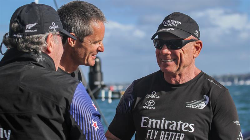 Grant Dalton with Richard Meacham and Matteo de Nora - after the second America's Cup win - Emirates Team NZ - America's Cup - Day 7 - March 17, 2021, Course A photo copyright Richard Gladwell - Sail-World.com/nz taken at Royal New Zealand Yacht Squadron and featuring the AC75 class