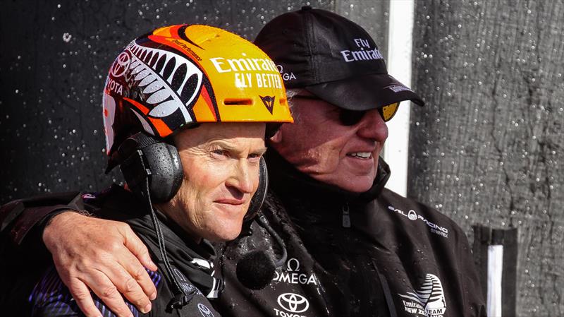 Mainsail trimmer Glenn Ashby has been re-signed - pictured with Team Principal Matteo de Nora - Finish - Emirates Team NZ - America's Cup - Day 7 - March 17, 2021, Course A photo copyright Richard Gladwell - Sail-World.com/nz taken at Royal New Zealand Yacht Squadron and featuring the AC75 class