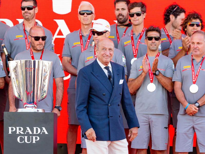 Francesco Longanesi Cattani with the Prada Cup won by Luna Rossa photo copyright Giulio Testa taken at Circolo della Vela Sicilia and featuring the AC75 class