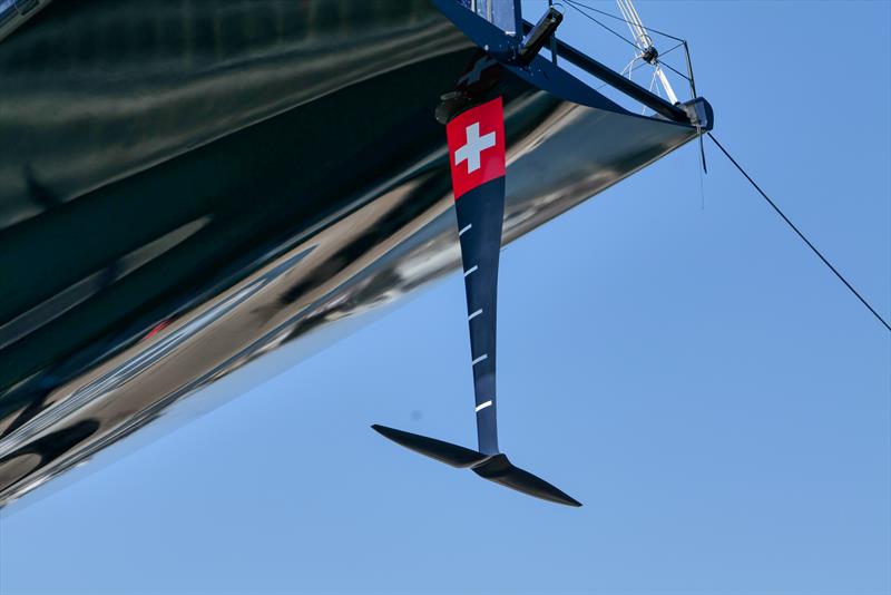 Rudder foil - Alinghi Red Bull Racing - AC75 Boat Zero - launch - Barcelona - August 8, 2022 - photo © Alinghi Red Bull Racing