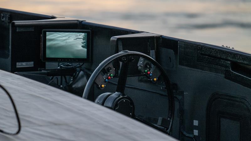 Alinghi Red Bull Racing  photo copyright Close up of Alinghi Red Bull Racing's helm position and wheel - August 2022 taken at Société Nautique de Genève and featuring the AC75 class