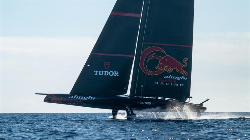 Alinghi Red Bull Racing's AC75 sailing off Barcelona 4 October 2022  photo copyright Alex Carabi / America's Cup taken at Société Nautique de Genève and featuring the AC75 class