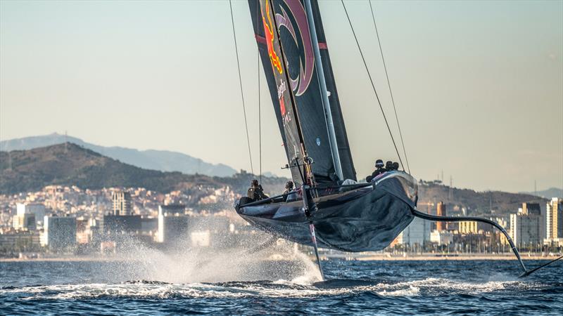 Alinghi Red Bull Racing's AC75 sailing off Barcelona 4 October 2022  photo copyright Alex Carabi / America's Cup taken at Société Nautique de Genève and featuring the AC75 class