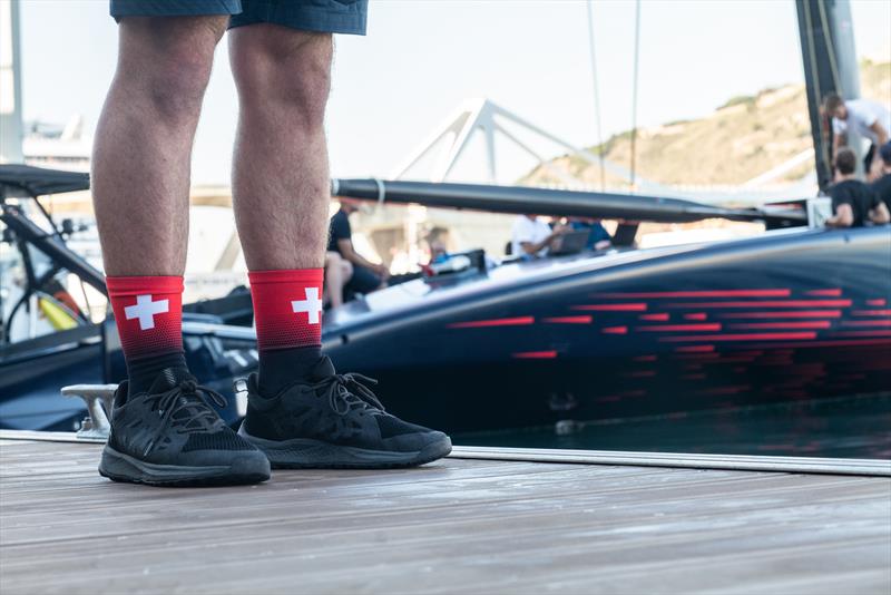 Start of the the Swiss 'Red Socks' campaign? Dockside at the Alinghi Red Bull Racing base in Barcelona - October 4, 2022 - photo © Alex Carabi / America's Cup