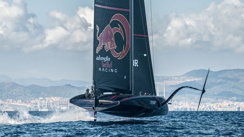 Alinghi Red Bull Racing's AC75 sailing off Barcelona October 5,  2022  photo copyright Alex Carabi / America's Cup taken at Société Nautique de Genève and featuring the AC75 class