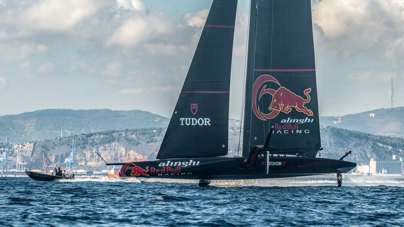 Alinghi Red Bull Racing's AC75 sailing off Barcelona October 5, 2022 - photo © Alex Carabi / America's Cup