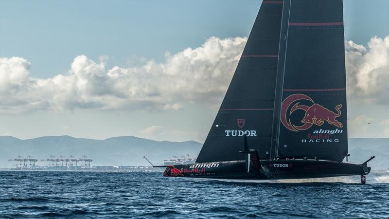 Alinghi Red Bull Racing's AC75 sailing off Barcelona October 5,  2022  photo copyright Alex Carabi / America's Cup taken at Société Nautique de Genève and featuring the AC75 class