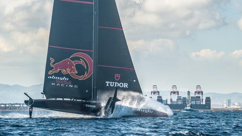 Alinghi Red Bull Racing's AC75 sailing off Barcelona October 5,  2022  photo copyright Alex Carabi / America's Cup taken at Société Nautique de Genève and featuring the AC75 class