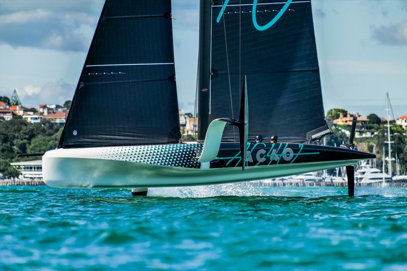 Emirates Team New Zealand - AC40 - October 2022 photo copyright Adam Mustill / America's Cup taken at Royal New Zealand Yacht Squadron and featuring the AC75 class