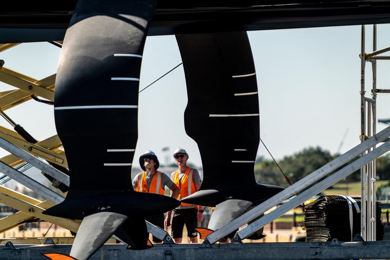  American Magic set up Patriot (AC75 Class) in Pensacola at the base - October 2022 - photo © Paul Todd / America's Cup