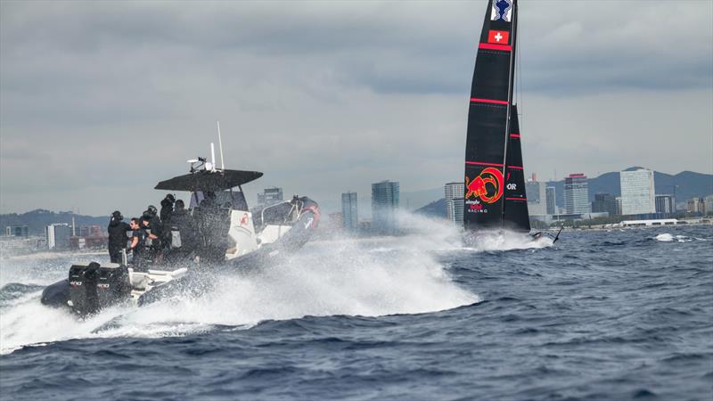 Alinghi Red Bull Racing - Barcelona - October 11, 2022 photo copyright Alex Carabi / America's Cup taken at Société Nautique de Genève and featuring the AC75 class