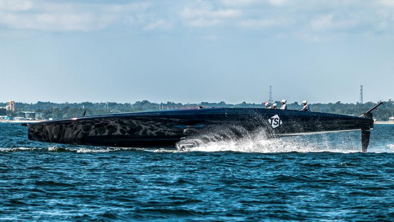  American Magic tow test their AC75 Patriot in Pensacola Bay. October 2022  - photo © Paul Todd/America's Cup