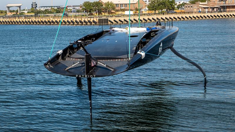  American Magic prepare to tow test their AC75 Patriot in Pensacola Bay. October 2022 - photo © Paul Todd/America's Cup