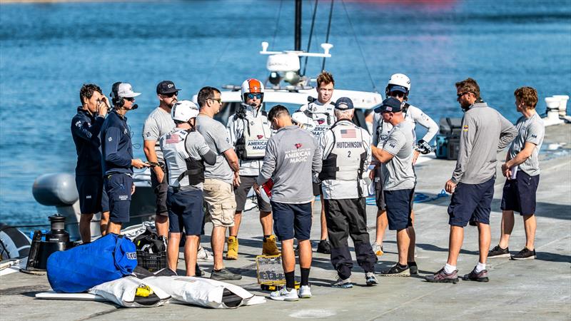  American Magic crew prepare to tow test their AC75 Patriot in Pensacola Bay. October 2022 - photo © Paul Todd/America's Cup