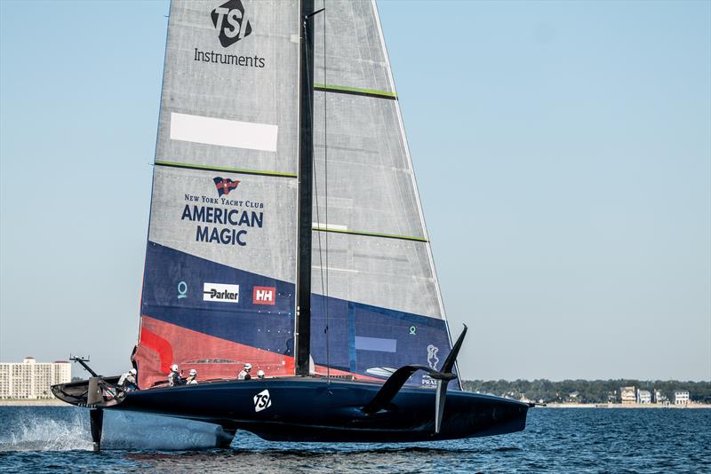 American Magic test sail their boat Patriot (B2) (AC75 Class) in Pensacola Bay - October 15, 2022 photo copyright Paul Todd / America's Cup taken at New York Yacht Club and featuring the AC75 class