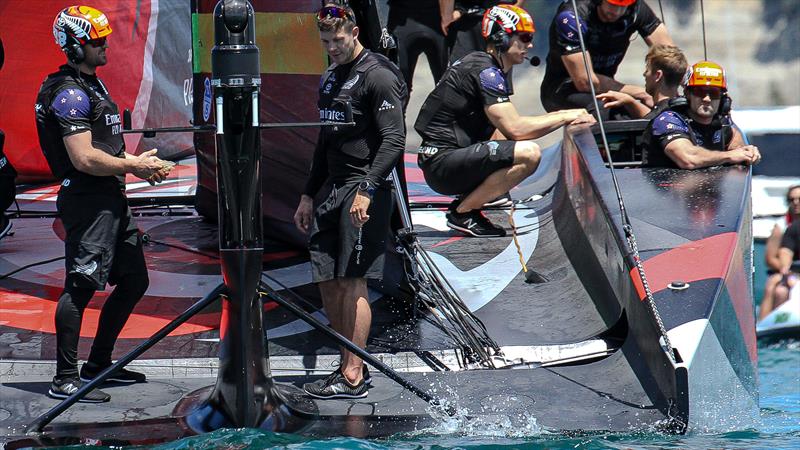 Emirates Team NZ's boomless mainsail was adjusted by a complex rope and pulley system on the first sails before being replaced with a hydraulic system - November 2020 - photo © Richard Gladwell - Sail-World.com/nz