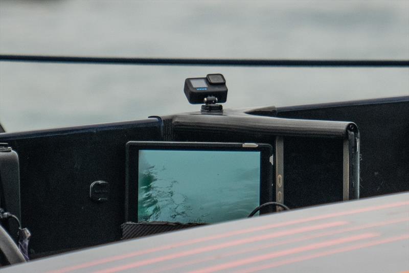 Foil camera and viewing screen - Alinghi Red Bull Racing - AC75 - October 29, 2022 - Barcelona - photo © Alex Carabi / America's Cup