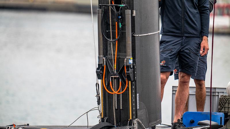 Mainsail actuators for each mainsail skin - Alinghi Red Bull Racing - AC75 - October 29, 2022 - Barcelona photo copyright Alex Carabi / America's Cup taken at Société Nautique de Genève and featuring the AC75 class