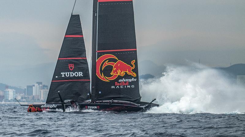 Alinghi Red Bull Racing - AC75 splashes spectacularly - November 3, 2022 - Barcelona photo copyright Alex Carabi / America's Cup taken at Société Nautique de Genève and featuring the AC75 class