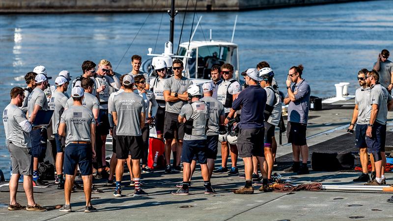 Patriot -  Pre-sail Dock talk - AC75 - December 9, 2022 - Pensacola, Fl photo copyright Paul Todd/America's Cup taken at New York Yacht Club and featuring the AC75 class