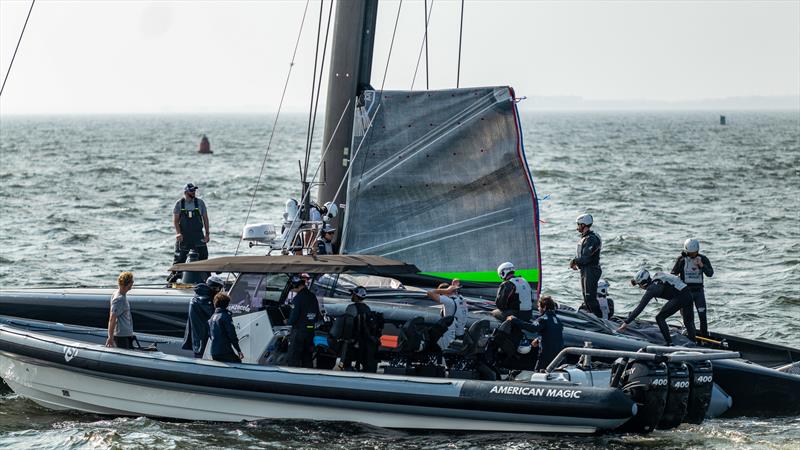 Getting ready to tow home - American Magic -  Patriot - AC75 - December 14, 2022 - Pensacola, Florida photo copyright Paul Todd/America's Cup taken at New York Yacht Club and featuring the AC75 class