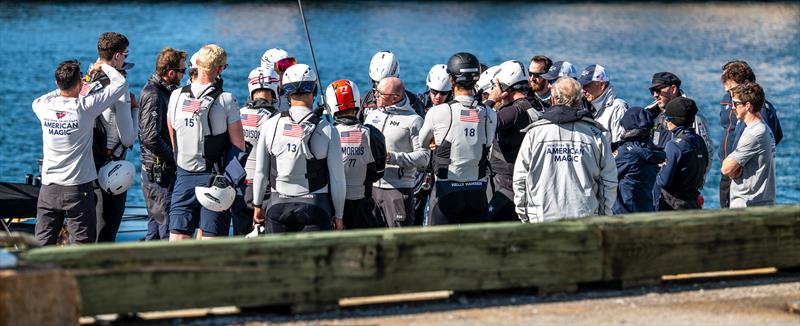 Pre-sail briefing - American Magic - Patriot - AC75 - December 15, 2022 - Pensacola, Florida - photo © Paul Todd/America's Cup