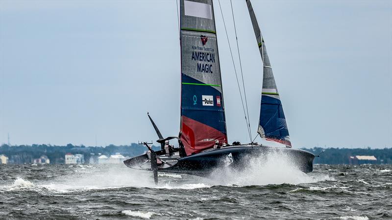 At pace - American Magic -  Patriot - AC75 - January 13, 2023 - Pensacola, Florida photo copyright Paul Todd/America's Cup taken at New York Yacht Club and featuring the AC75 class