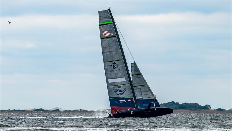 Unstable flight - American Magic -  Patriot - AC75 - January 13, 2023 - Pensacola, Florida photo copyright Paul Todd/America's Cup taken at New York Yacht Club and featuring the AC75 class