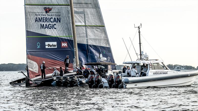 Between test runs - American Magic - Patriot - AC75 - January 19, 2023 - Pensacola, Florida - photo © Paul Todd/America's Cup