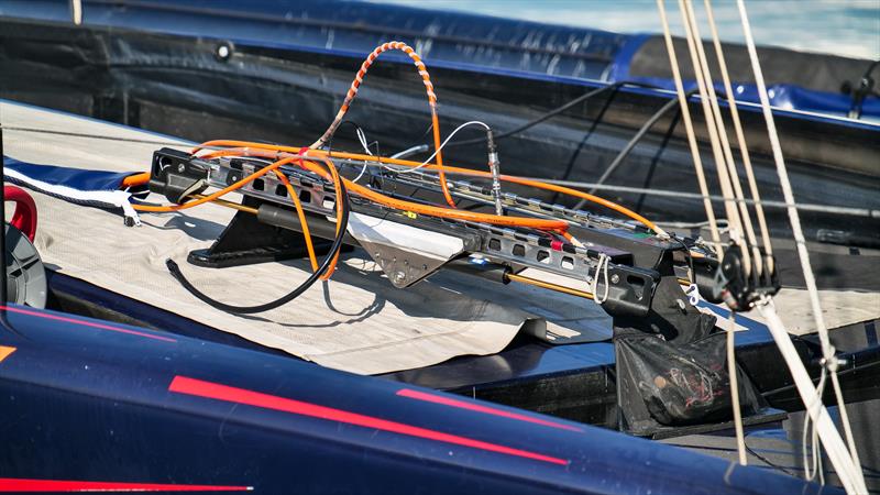 Mainsail clew adjustment device - Alinghi Red Bull Racing - February 10, 2023 - Barcelona photo copyright Alex Carabi / America's Cup taken at Société Nautique de Genève and featuring the AC75 class