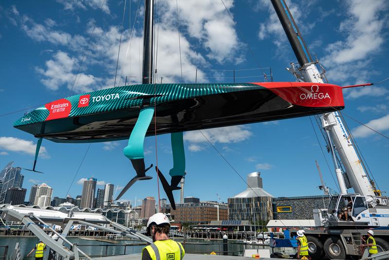Emirates Team NZ's America's Cup champion, Te Rehutai, is launched and set up after an upgrade to Version 2 of the AC75 Class Rule - Auckland - March 20, 2023 - photo © James Somerset/Emirates Team New Zealand