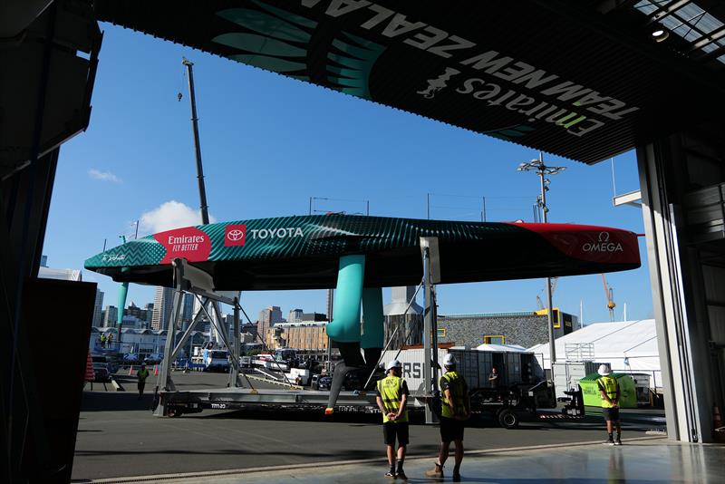 Emirates Team NZ's America's Cup champion, Te Rehutai, is launched and set up after an upgrade to Version 2 of the AC75 Class Rule - Auckland - March 20, 2023 photo copyright James Somerset/Emirates Team New Zealand taken at Royal New Zealand Yacht Squadron and featuring the AC75 class