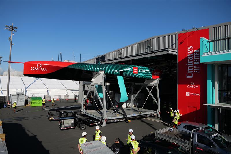 Emirates Team NZ's America's Cup champion, Te Rehutai, is launched and set up after an upgrade to Version 2 of the AC75 Class Rule - Auckland - March 20, 2023 photo copyright James Somerset/Emirates Team New Zealand taken at Royal New Zealand Yacht Squadron and featuring the AC75 class