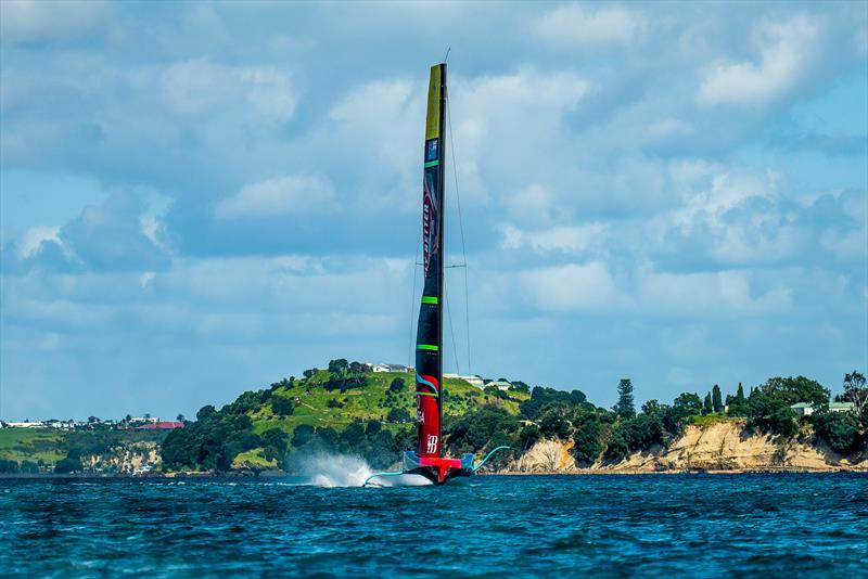 Emirates Team New Zealand - Waitemata Harbour - April 3, 2023 photo copyright Adam Mustill / America's Cup taken at Royal New Zealand Yacht Squadron and featuring the AC75 class