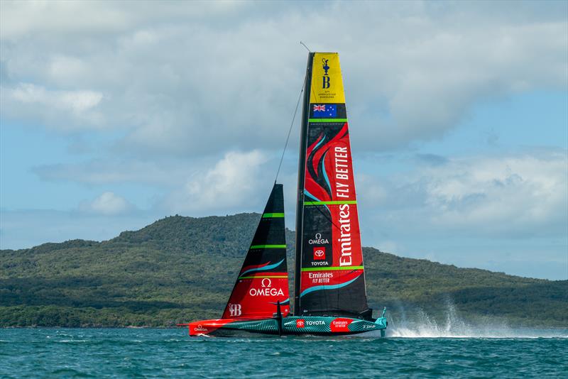 Emirates Team New Zealand - Waitemata Harbour - April 3, 2023 photo copyright Adam Mustill / America's Cup taken at Royal New Zealand Yacht Squadron and featuring the AC75 class