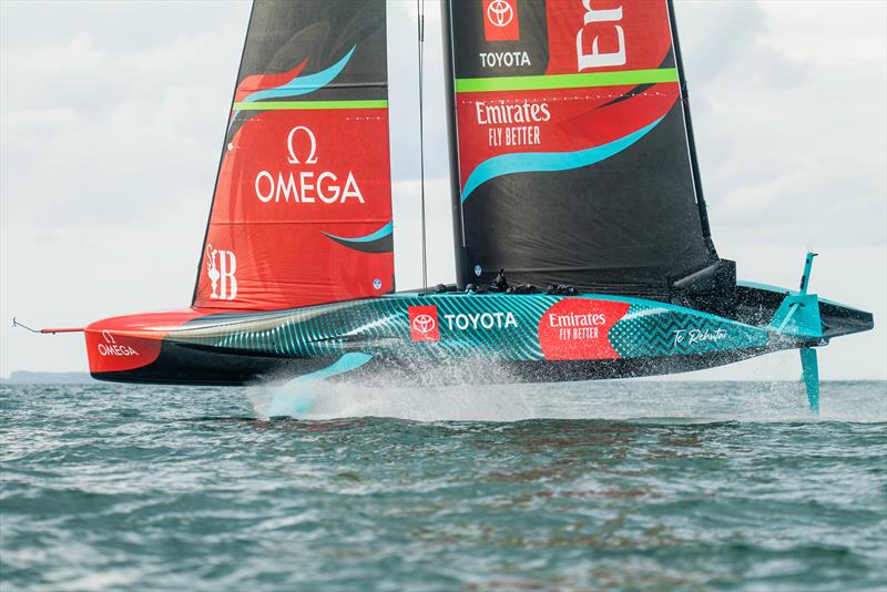 Emirates Team New Zealand in light winds - AC75 - Day 10 -  Waitemata Harbour - April 13, 2023 - photo © Adam Mustill / America's Cup